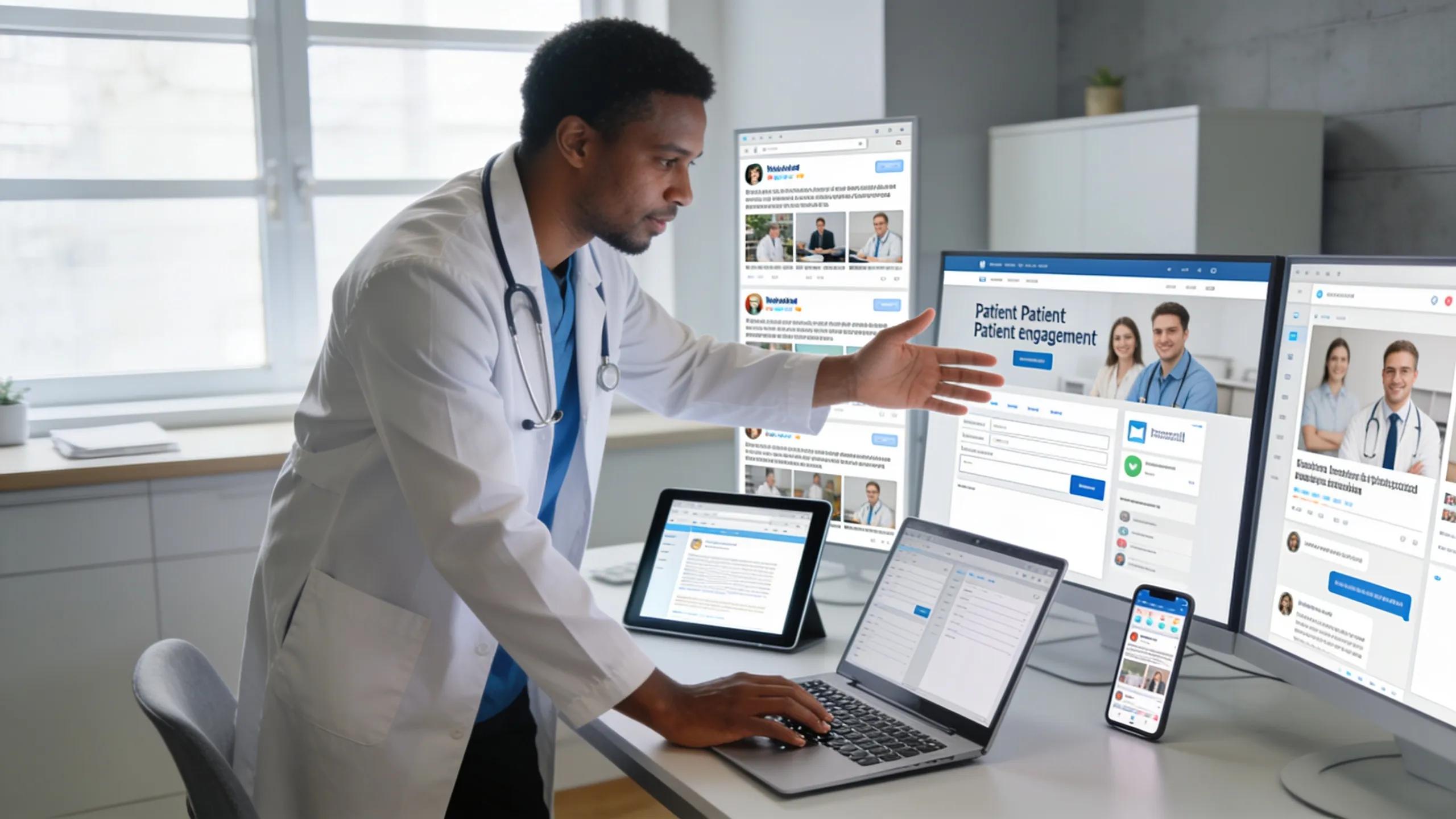 Healthcare professional showcasing multi-channel content delivery strategies for patient retention